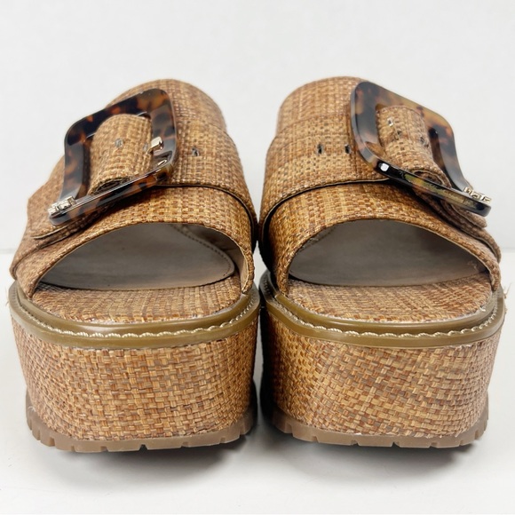 SAM EDELMAN Women Size 8.5M Cuoio Woven Livi Slide Platform Wedge Sandal Buckle - Picture 7 of 13